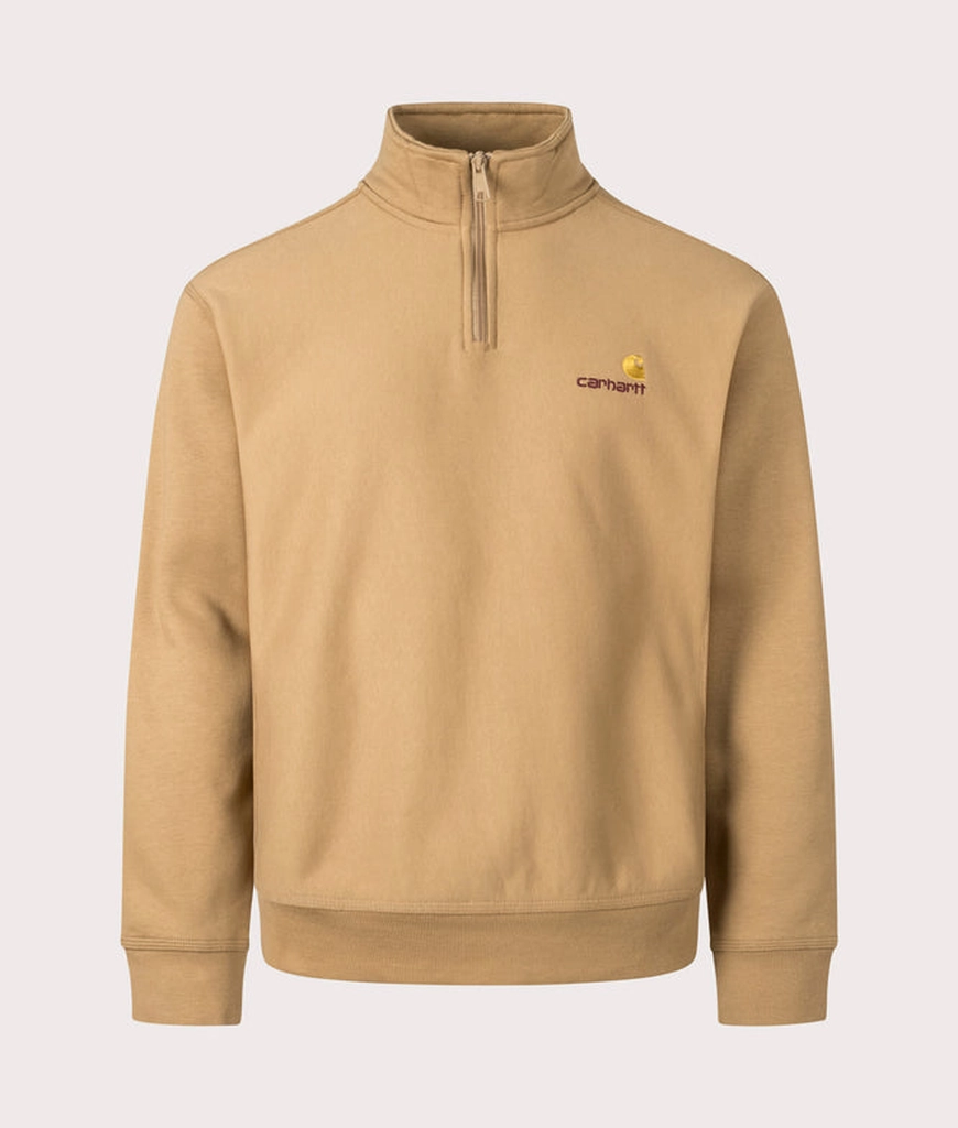 Carhartt WIP Mens Relaxed Fit Half Zip American Script Sweatshirt